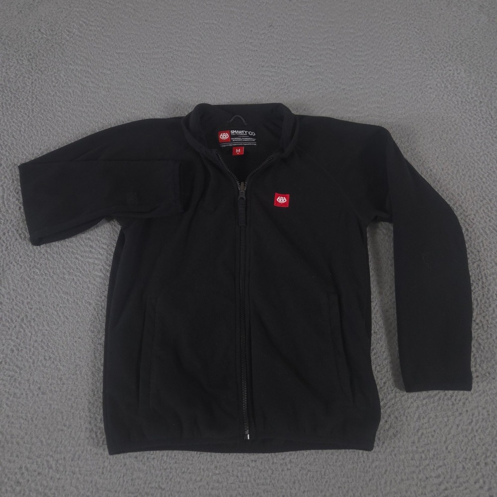 686 Jacket Boys Medium Black Smarty Insulated Fleece Full Zip Liner Layering